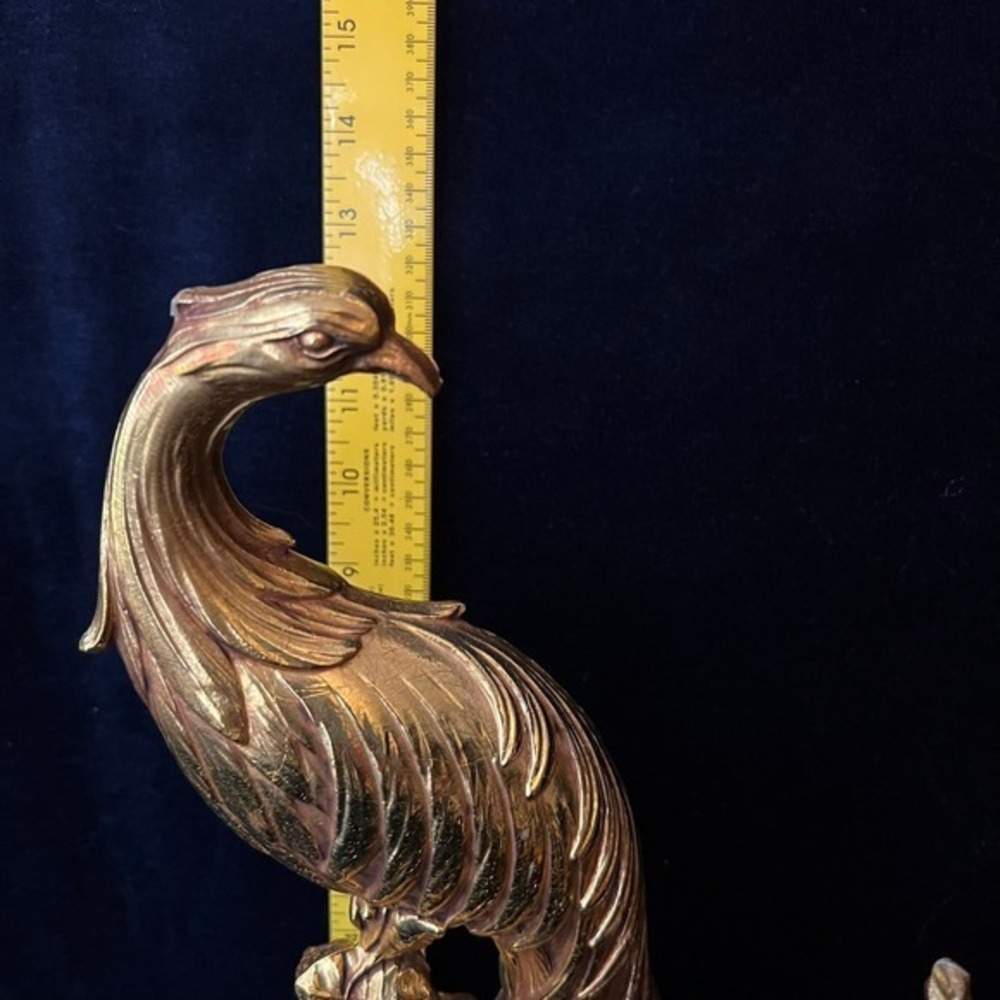 Mid-Century Modern Syroco Molded Gold Peacock Pair Sculptures - Picture 3 of 4